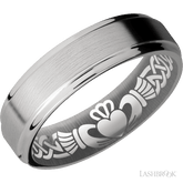 6 mm wide Flat Grooved Edges Titanium band